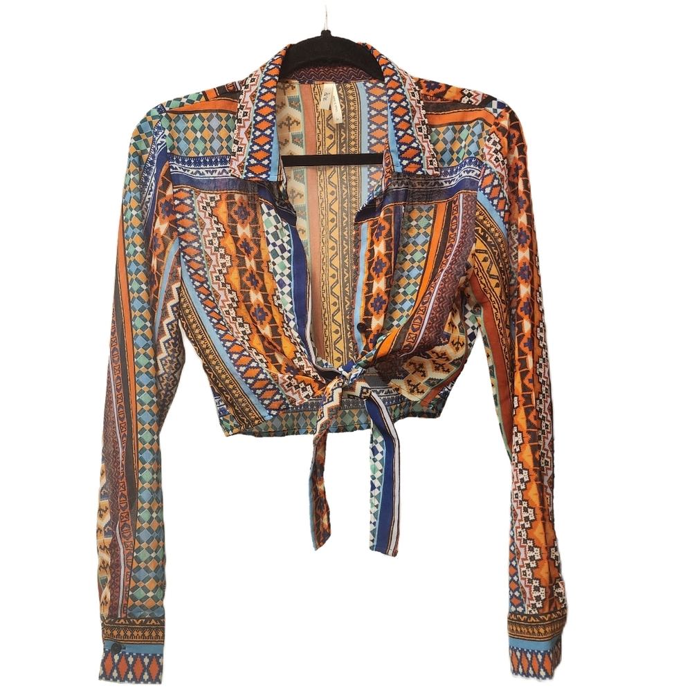 Boho Boutique Gypsy Crop Top Blouse M